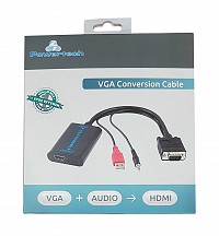 POWERTECH αντάπτορας VGA/USB/3.5mm σε HDMI CAB-H070, 1080p, 0.2m, μαύρος CAB-H070