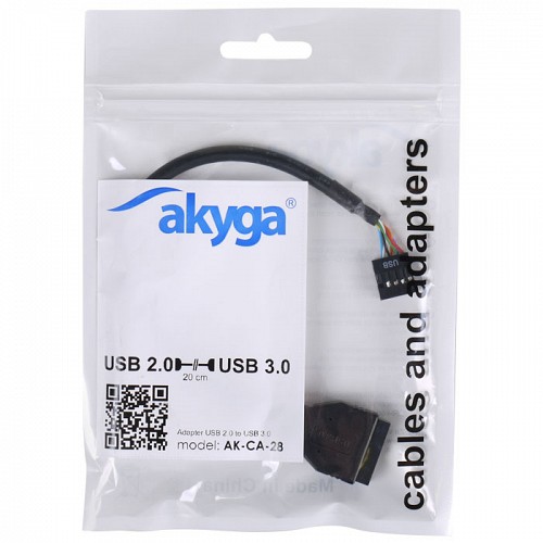 Καλώδιο / Αντάπτορας USB 3.0 19pin (αρσενικό) σε USB 2.0 10pin (θηλυκό) AKYGA AK-CA-28