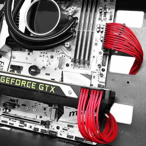 Braided καλώδιο προέκτασης τροφοδοσίας motherboard 24pin, 30cm σε κόκκινο χρώμα DEEPCOOL EC300-24P-RD