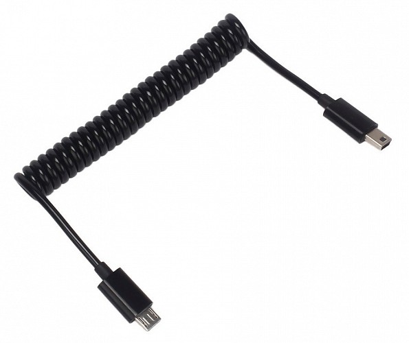 POWERTECH καλώδιο Micro USB σε USB Mini CAB-U124, σπιράλ, 1m, μαύρο CAB-U124