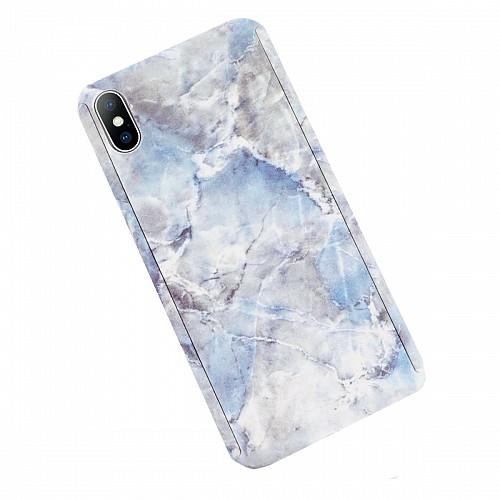 360 Full Cover Marble & Temp.Glass iPhone XS MAX MC4 Blue