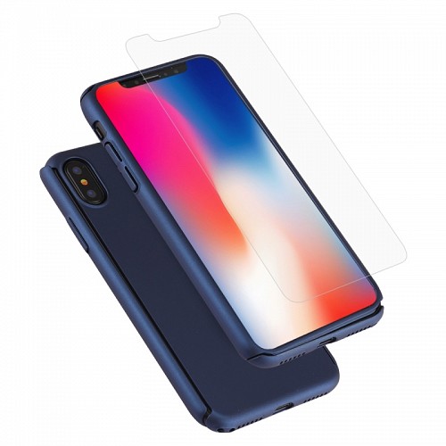 360 Full Cover & Temp.Glass iPhone XS MAX Dark Blue
