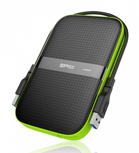 SILICON POWER εξωτερικός HDD Armor A60, 1TB, USB 3.2, πράσινος SP010TBPHDA60S3K