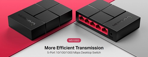 MERCUSYS Desktop Switch MS105G, 5x 10/100/1000 Mbps, Ver. 1 MS105G