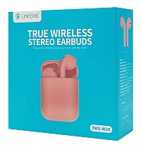 CELEBRAT earphones με θήκη φόρτισης W10, True Wireless, 30/300mAh, ροζ TWS-W10-PK