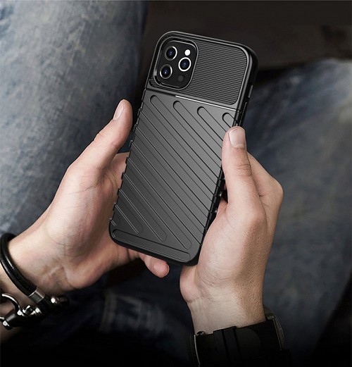 POWERTECH Θήκη Carbon MOB-1558 για  iPhone 12 min, μαύρη MOB-1558