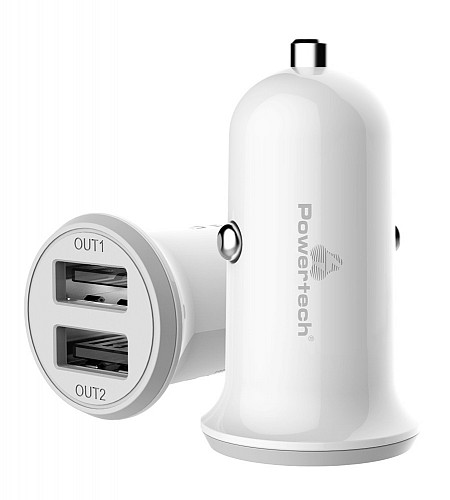 POWERTECH φορτιστής αυτοκινήτου PT-714, 2x USB, 3.4A, λευκός PT-714