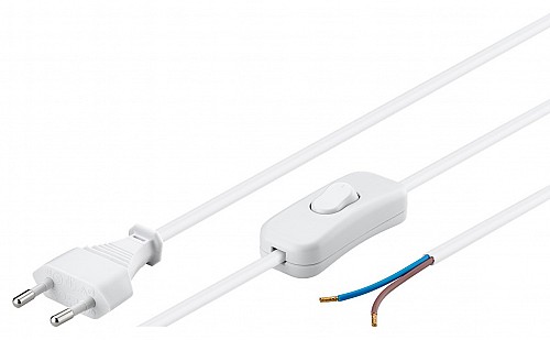 GOOBAY καλώδιο τροφοδοσίας 51349, 2x0.75mm², με διακόπτη, 1.5m, λευκό 51349