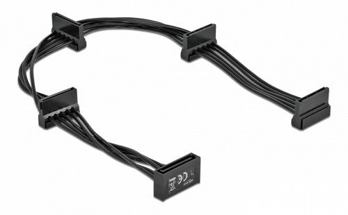 DELOCK καλώδιο SATA 15pin σε 4x SATA 15pin 60395, 40cm, μαύρο 60395