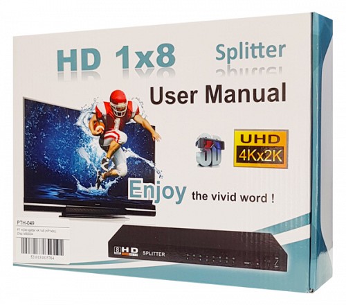 POWERTECH HDMI splitter PTH-049, 8 σε 1, 4K, μαύρο PTH-049