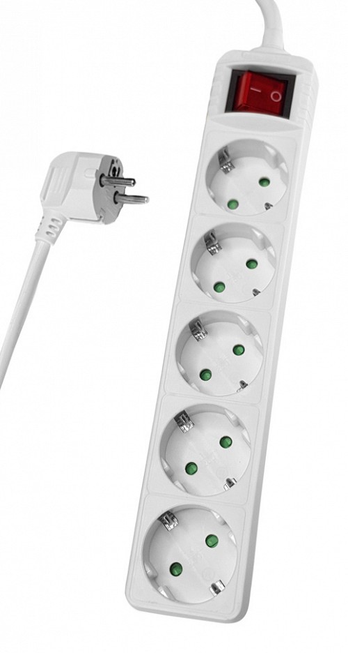 POWERTECH πολύπριζο PT-874, 5x schuko, 16A, 1.5m, λευκό PT-874