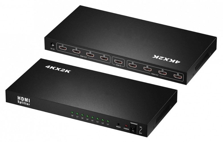 POWERTECH HDMI splitter PTH-049, 8 σε 1, 4K, μαύρο PTH-049