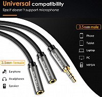 CABLETIME καλώδιο ήχου 3.5mm σε 2x 3.5mm CT-P12G, 3-pole, 20cm, μαύρο 5210131039359