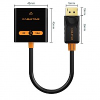 CABLETIME αντάπτορας DisplayPort σε VGA AV586, 1080p/60Hz, μαύρος 5210131039021
