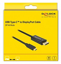 DELOCK καλώδιο USB-C σε DisplayPort 85256, DP Alt Mode, 4K, 2m, μαύρο 85256