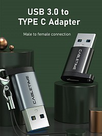 CABLETIME αντάπτορας USB-C σε USB CT-AMCF, 2.1A, 5Gbps, μαύρος 5210131038444