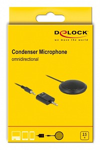 DELOCK μικρόφωνο με αντάπτορα Υ 65873, πυκνωτικό, omnidirectional, μαύρο 65873