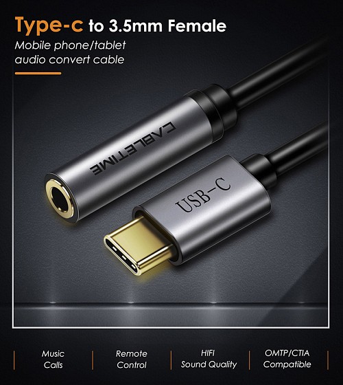 CABLETIME αντάπτορας USB-C σε 3.5mm CT-CMAUDIO, γκρι 5210131038536