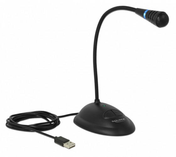 DELOCK μικρόφωνο με βάση και mute button 65871, USB, 1.7m, μαύρο 65871