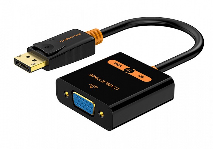 CABLETIME αντάπτορας DisplayPort σε VGA AV586, 1080p/60Hz, μαύρος 5210131039021