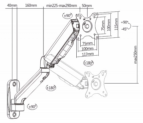 BRATECK επιτοίχια βάση LDA32-112, για οθόνη 17-32, 9kg LDA32-112