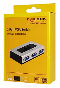 DELOCK VGA switch 87758, 2 σε 1, bidirectional, 1080p/60Hz, ασημί 87758