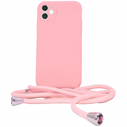 Liquid Silicon Case Με Κορδονι For iPhone 11  Pink