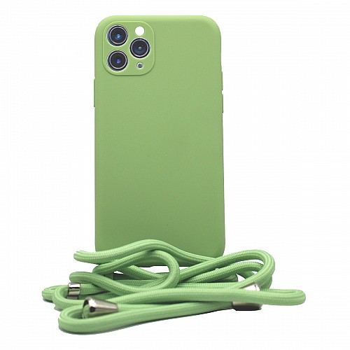 Liquid Silicon Case Με Κορδονι For iPhone 11 Pro  Green