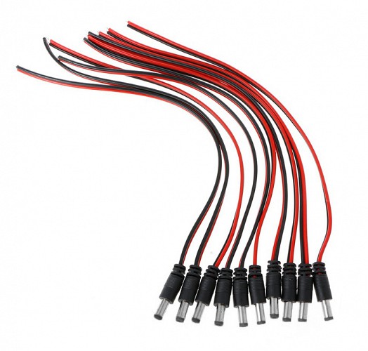 FOLKSAFE καλώδιο FS-DCPIGTAIL-M με αρσενικό βύσμα 5.5x2.1mm, 10τμχ FS-DCPIGTAIL-M
