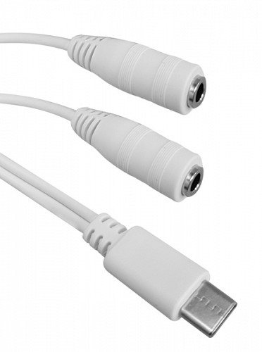 POWERTECH καλώδιο USB-C σε 2x 3.5mm CAB-UC055, 0.20m, λευκό CAB-UC055