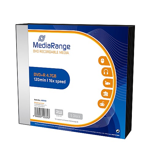 MediaRange DVD+R 120 4.7GB 16x Slim Case x 5 (MR419)