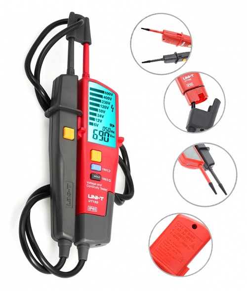 UNI-T μετρητής τάσης AC/DC UT18D, αδιάβροχος IP65, 12V έως 690V UT18D