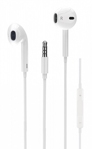 POWERTECH earphones με μικρόφωνο Classic, 3.5mm σύνδεση, 1.2m, λευκά PT-1031