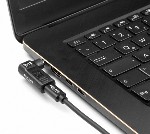 DELOCK αντάπτορας τροφοδοσίας 60010, USB-C σε 5.5x2.1mm, 90°, μαύρος 60010