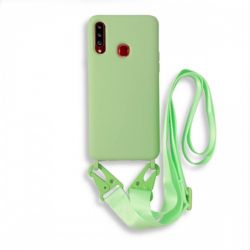 Bodycell Silicon Case με Λουρακι Samsung A20s Green
