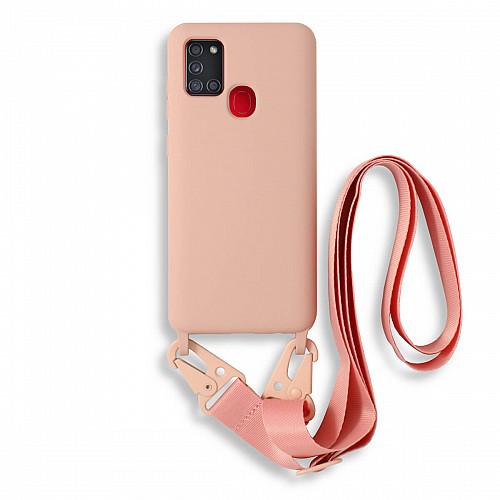 Bodycell Silicon Case με Λουρακι Samsung A21s Pink