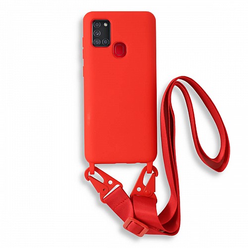 Bodycell Silicon Case με Λουρακι Samsung A21s Red