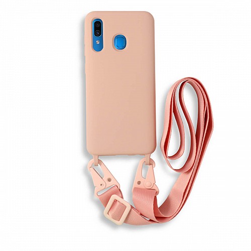 Bodycell Silicon Case με Λουρακι Samsung A30 Pink