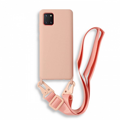 Bodycell Silicon Case με Λουρακι Samsung Note 10 Lite Pink
