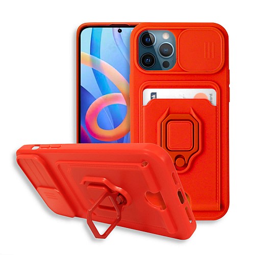 Bodycell Multifunction Case Με Κορδονι iPhone 12/12 Pro Red