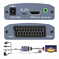 Video Converter CAB-H146 από HDMI σε scart & 3.5mm, 4K CAB-H146
