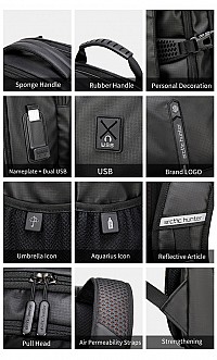 ARCTIC HUNTER τσάντα πλάτης B00388 με θήκη laptop 15.6, USB, 27L, μπλε B00388-BL