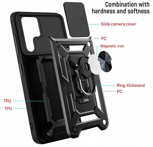 Bodycell Armor Slide Cover Case Samsung A22 5G Black