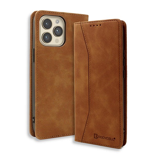 Bodycell Book Case Pu Leather iPhone 14 Pro  Brown