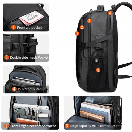 ARCTIC HUNTER τσάντα πλάτης B00388 με θήκη laptop 15.6, USB, 27L, μπλε B00388-BL