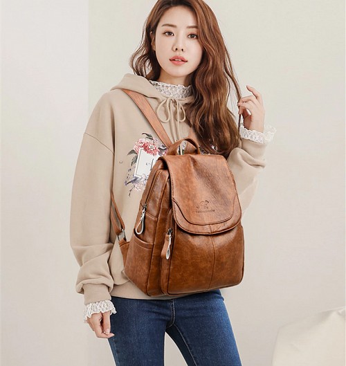 BALIDAISHU γυναικεία τσάντα πλάτης LBAG-0011, καφέ LBAG-0011