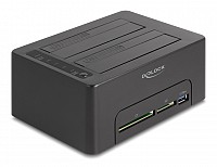 DELOCK docking station για 2.5 ή 3.5 SATA HDD/SSD 64183, 2 θέσεων, με card reader, 5Gbps, clone function, μαύρο 64183