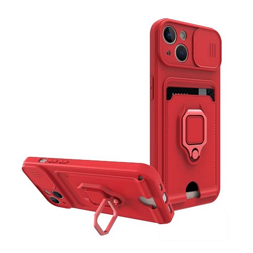 Bodycell Multifunction Case Με Κορδονι iPhone 14  Red