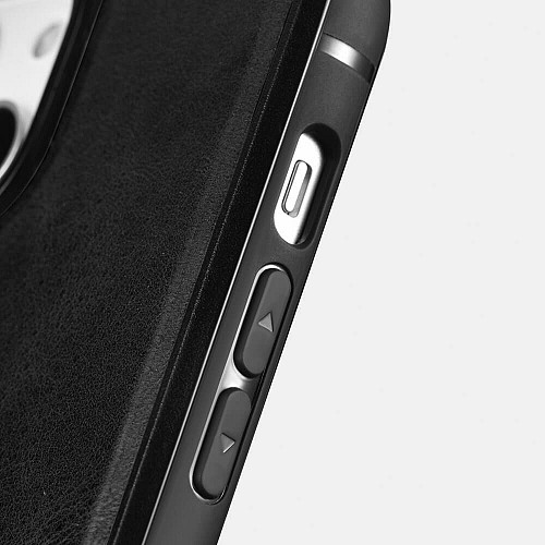 iCarer WMI14220719 iPhone 14 Plus Genuine Leather TPU Back Cover Black