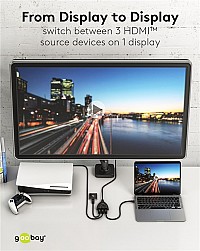 GOOBAY HDMI switch 58488, 3-in σε 1-out, 4K/60Hz, μαύρο 58488